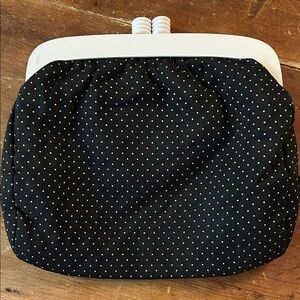 Vintage Black Polka Dot Clutch | Lucite Frame | Classic Kiss-Lock Purse